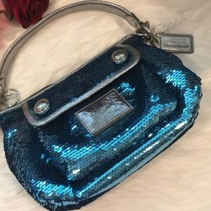 Coach Poppy Liquid Gloss Collection Limited Edition Blue Sequin Bag